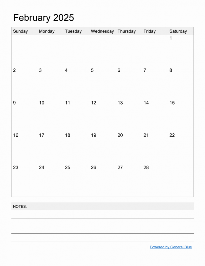 Free Printable Monthly Calendar for February