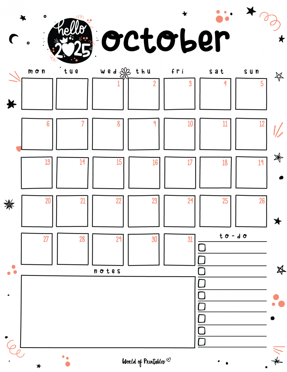 Free Printable October  Planners - World of Printables