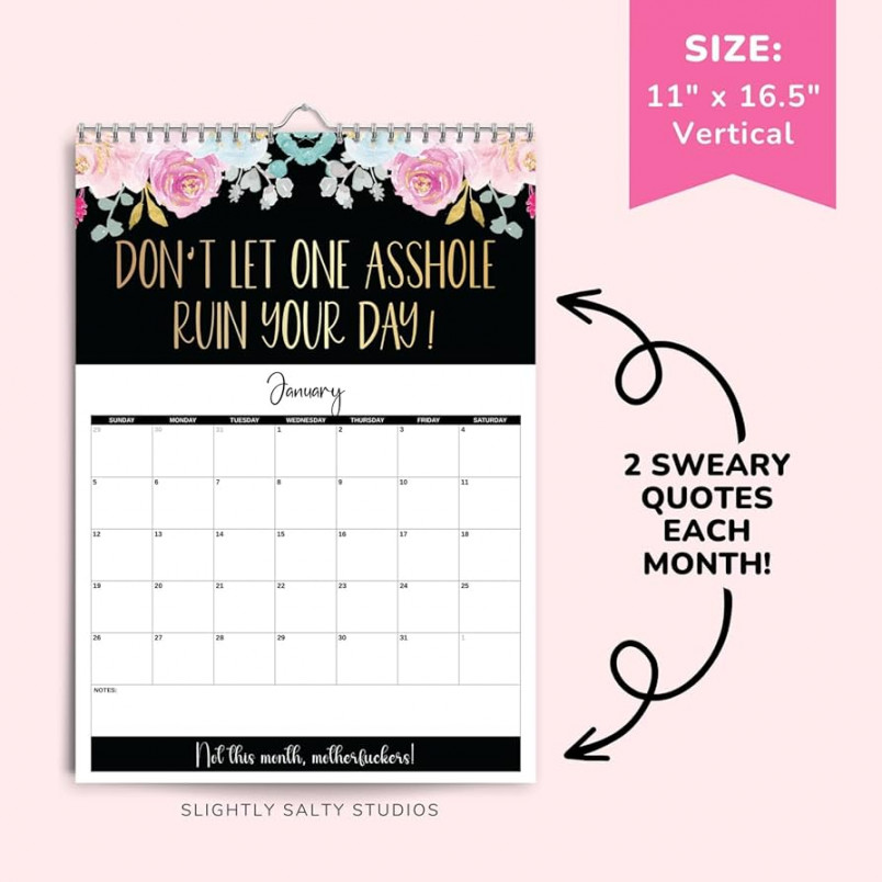 Here We Fu King Go Again Calendar ,Wall & Desk Calendar for Tired-ass  Women,Fu-ck It Calendar ,Funny Calendar ,Sweary Mental Health Wall