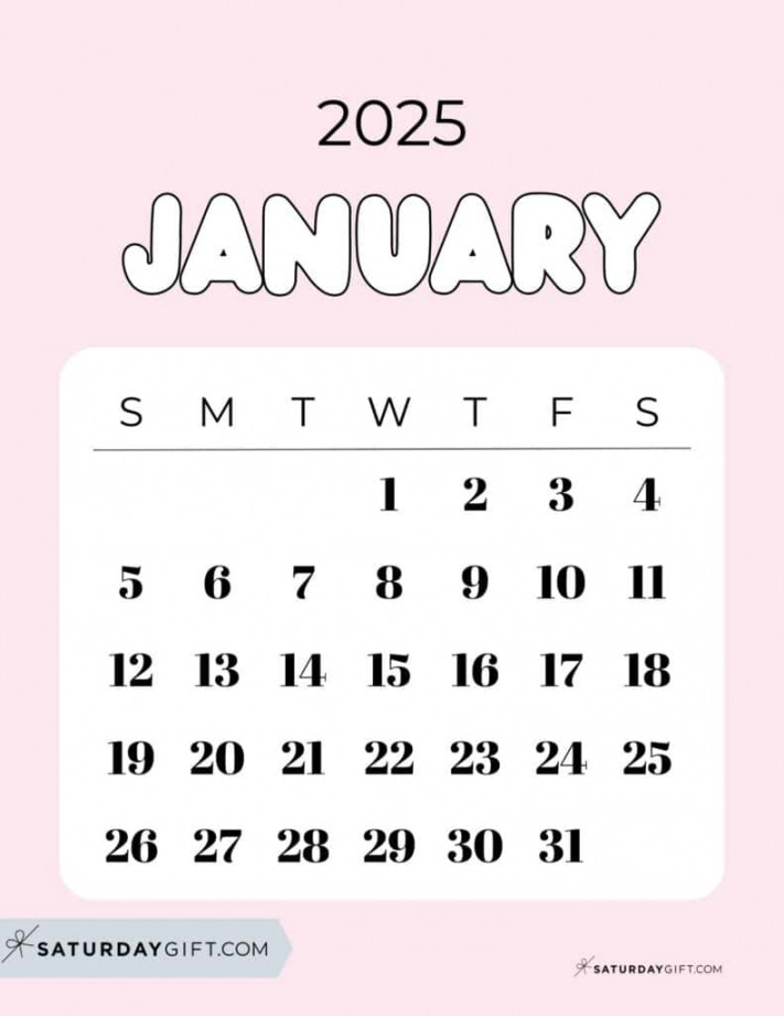 January  Calendar -  Cute & FREE Printables  SaturdayGift