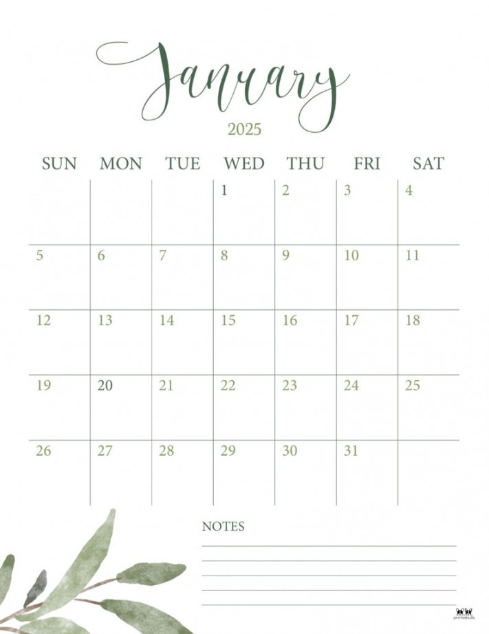 January  Calendars -  FREE Printables  Printabulls