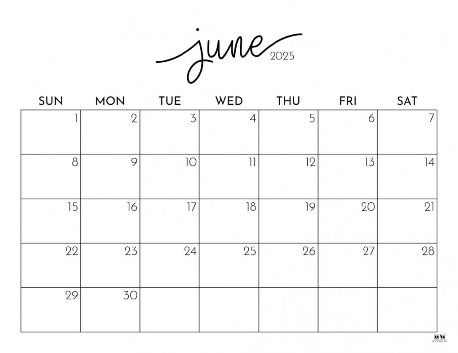 June  Calendars -  FREE Printables  Printabulls