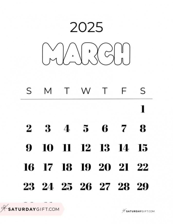 March  Calendar -  Cute & FREE Printables  SaturdayGift