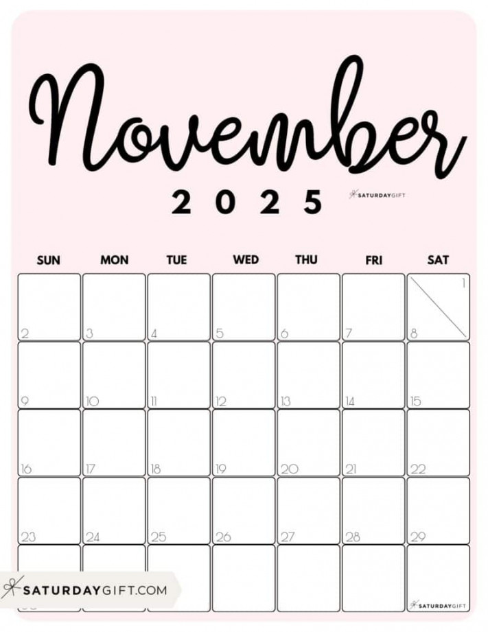 November  Calendar -  Cute & FREE Printables  SaturdayGift