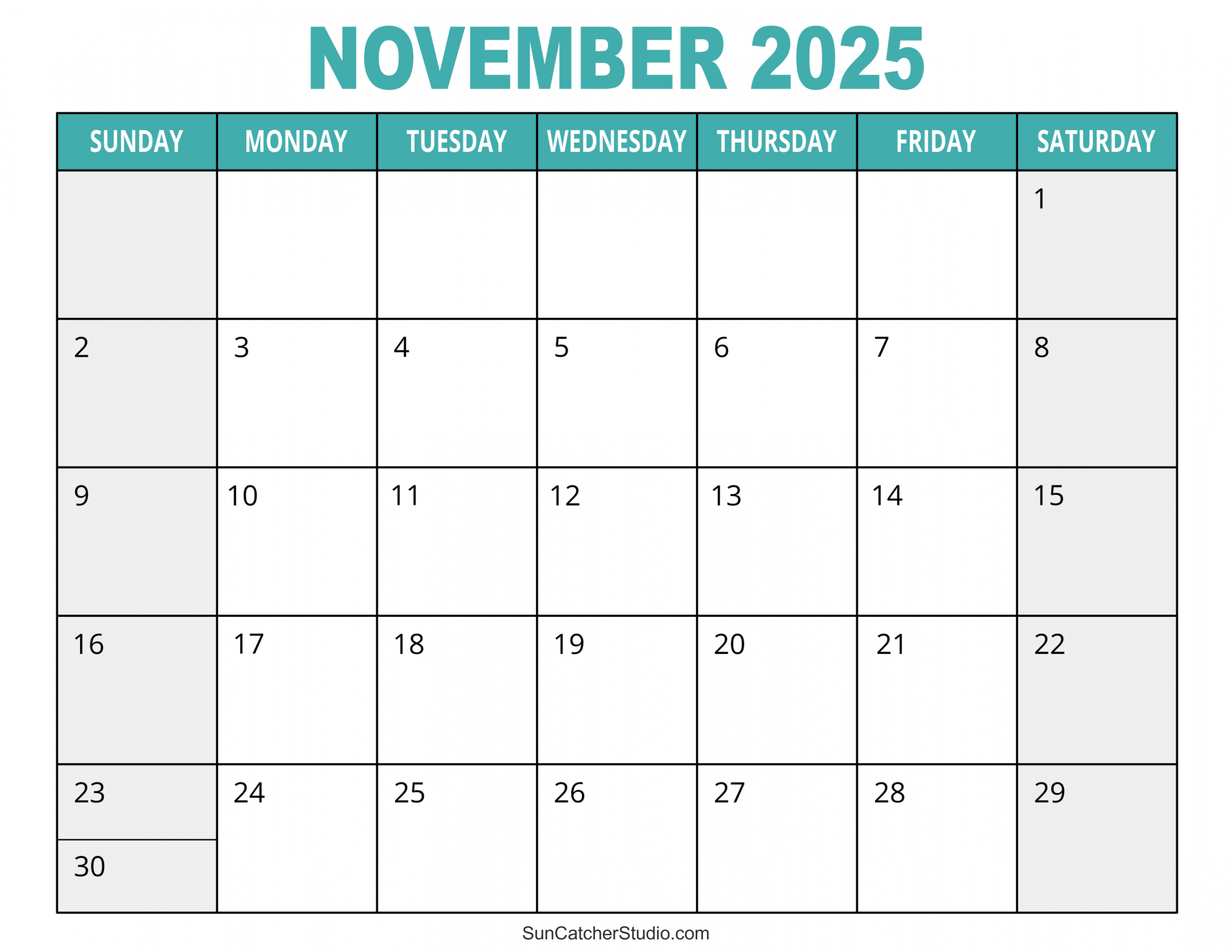 November  Calendar (Free Printable) – DIY Projects, Patterns