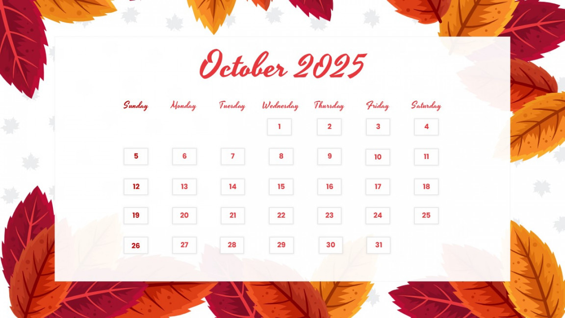 October  Calendar – Free PowerPoint & Google Slides - SlideChef