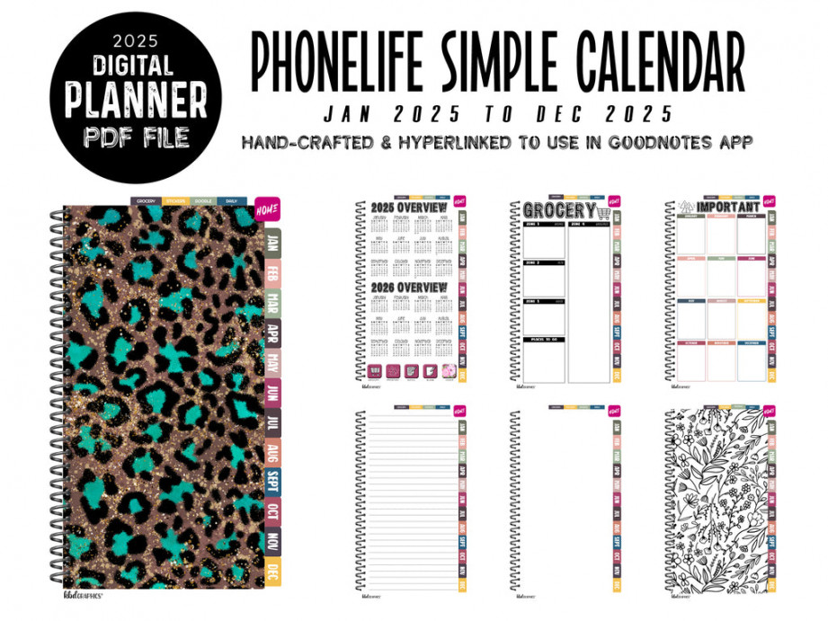 PhoneLife Simple Calendar Digital Planner  JAN  TO DEC