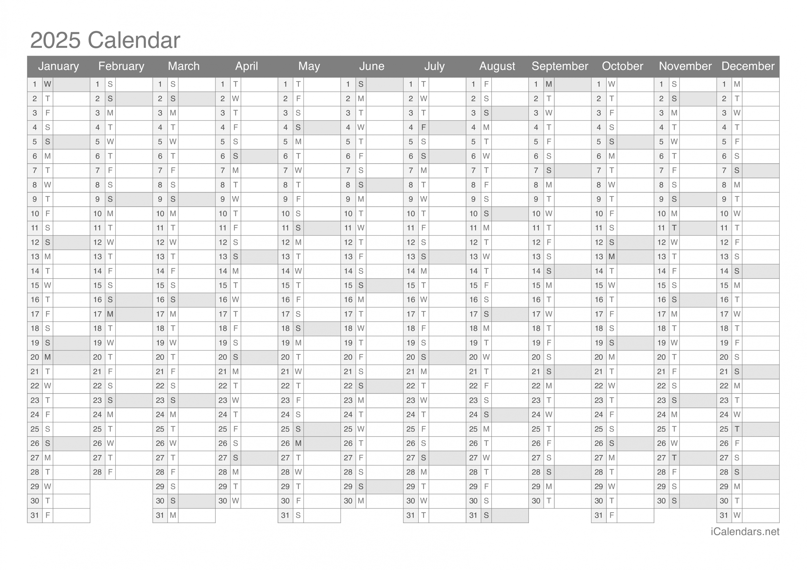 Printable Calendar - PDF or Excel