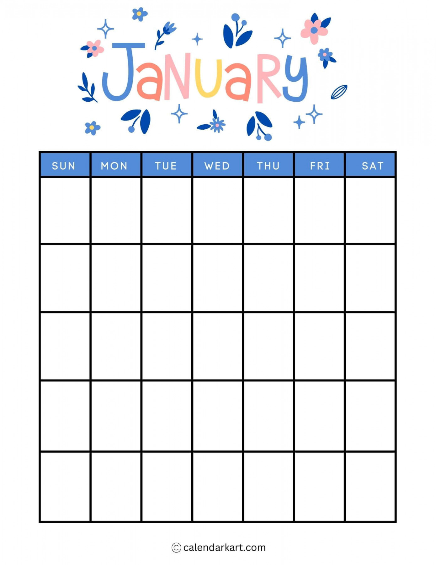 + Printable January  Calendars  free pdf - CalendarKart