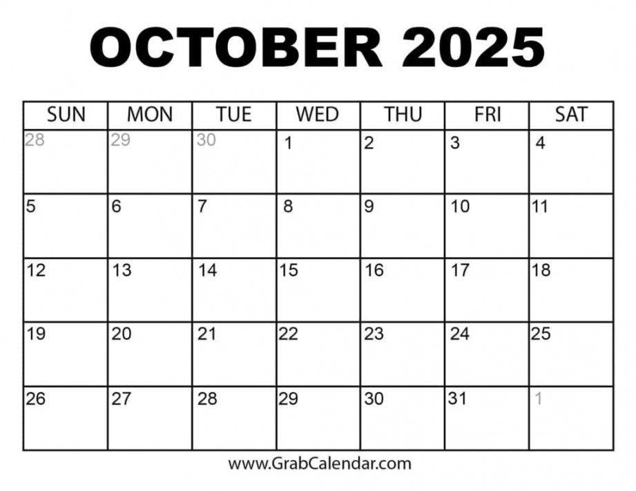 Printable October  Calendar