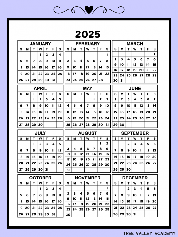 Printable One Page Calendar & Kids Calendar Worksheets