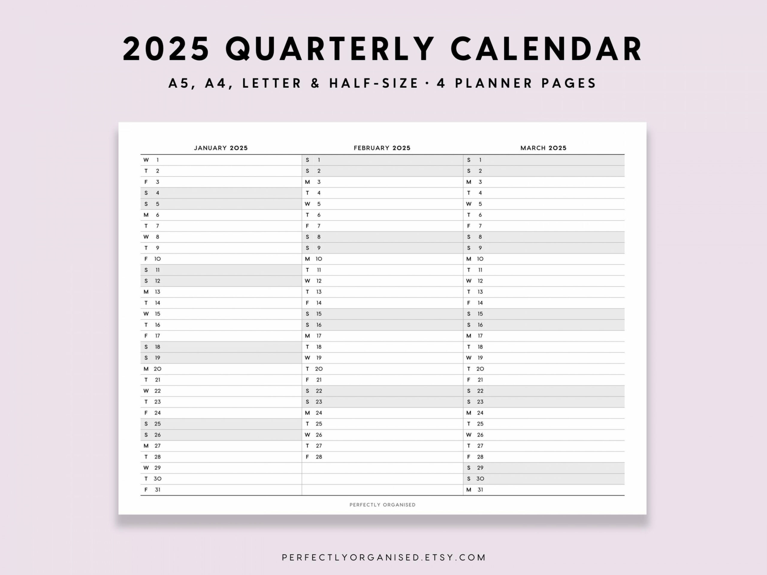 Quarterly Calendar  Foldout Calendar,  Folding