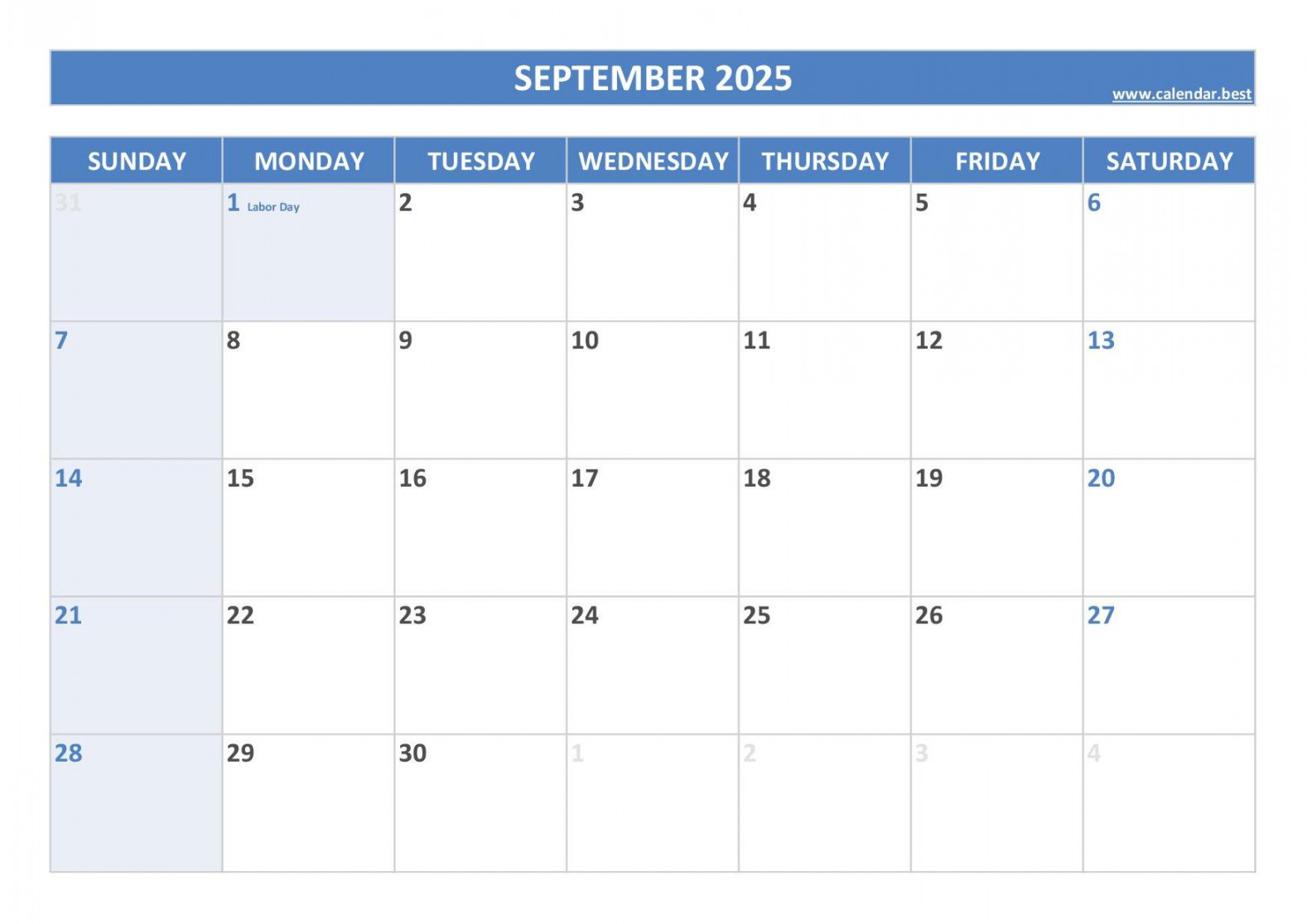 September  calendar -Calendar