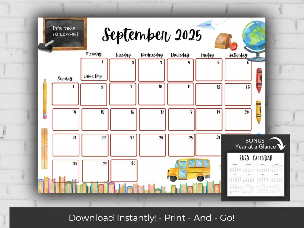 September  Calendar, Kids Calendar Printable, Calendar , Monthly  Calendar Printable , Wall Calendar  Calendar Printable - Etsy