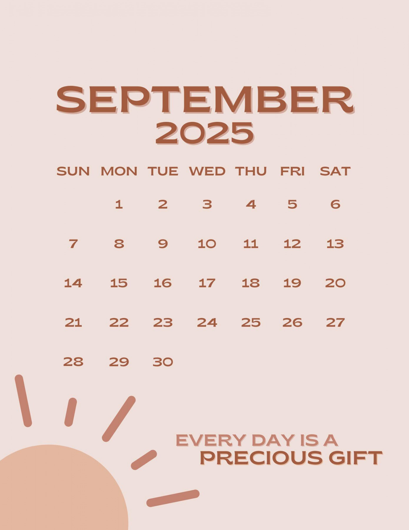 September  Calendar Printable PDF September  Calendar Page