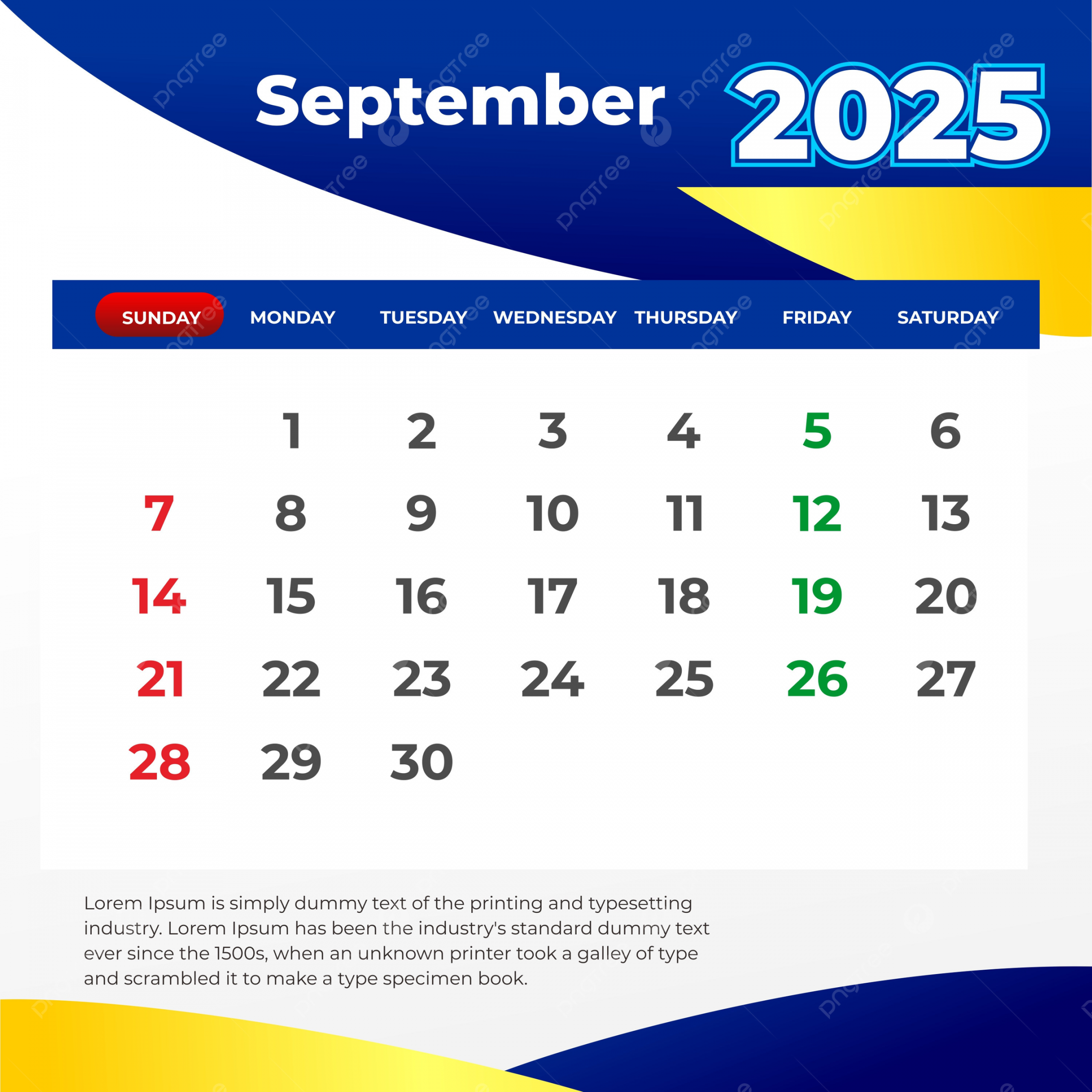 September  Calendar Vector Template Download on Pngtree