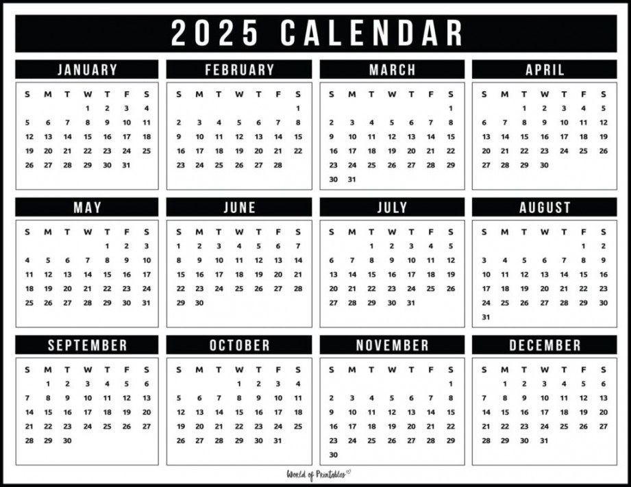 Year Calendars -  Best Printables - World of Printables