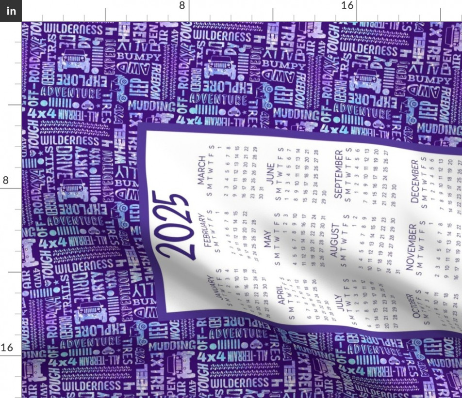 Calendar Jeep Life Words and Fabric  Spoonflower