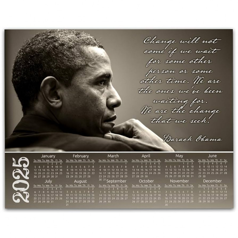 Calendar - x Unframed Poster-Barack Obama Inspirational Calendar,  Motivational Quotes, Historic Leader Office Decor, Political Leader