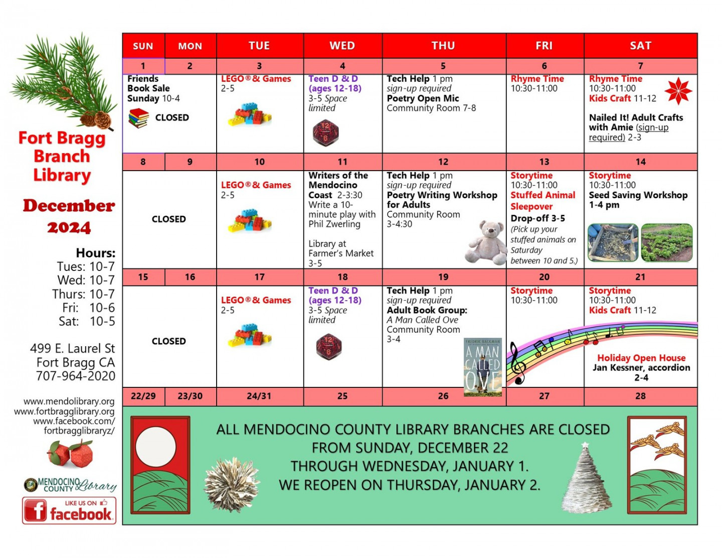 December  Calendar of Events - Fort Bragg Library