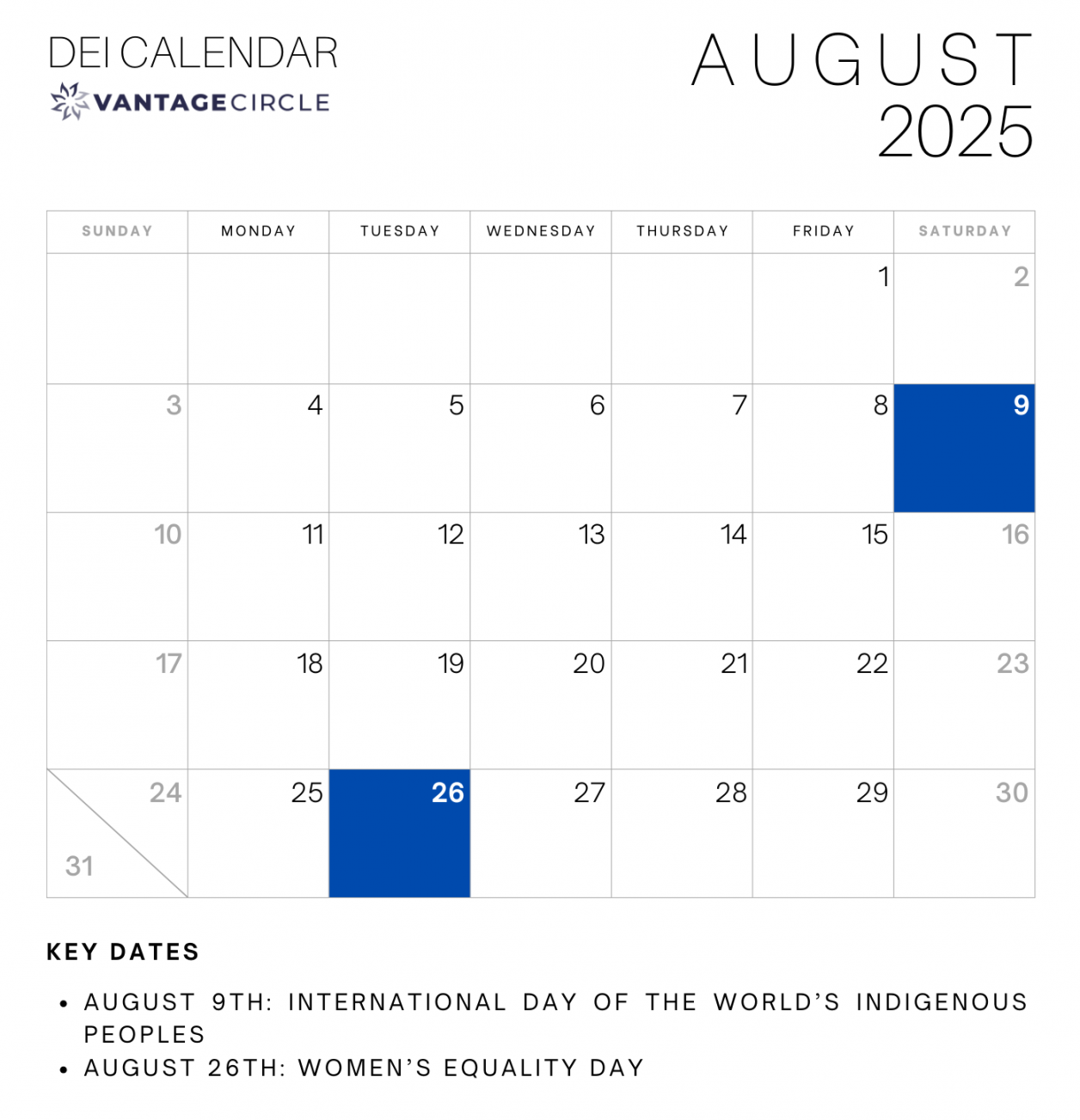 DEI Calendar : Key Dates for Celebrating Diversity and