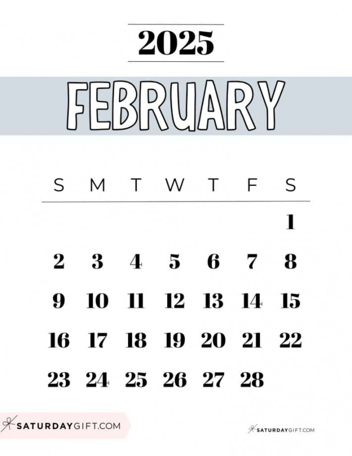 February  Calendar -  Cute & FREE Printables  SaturdayGift