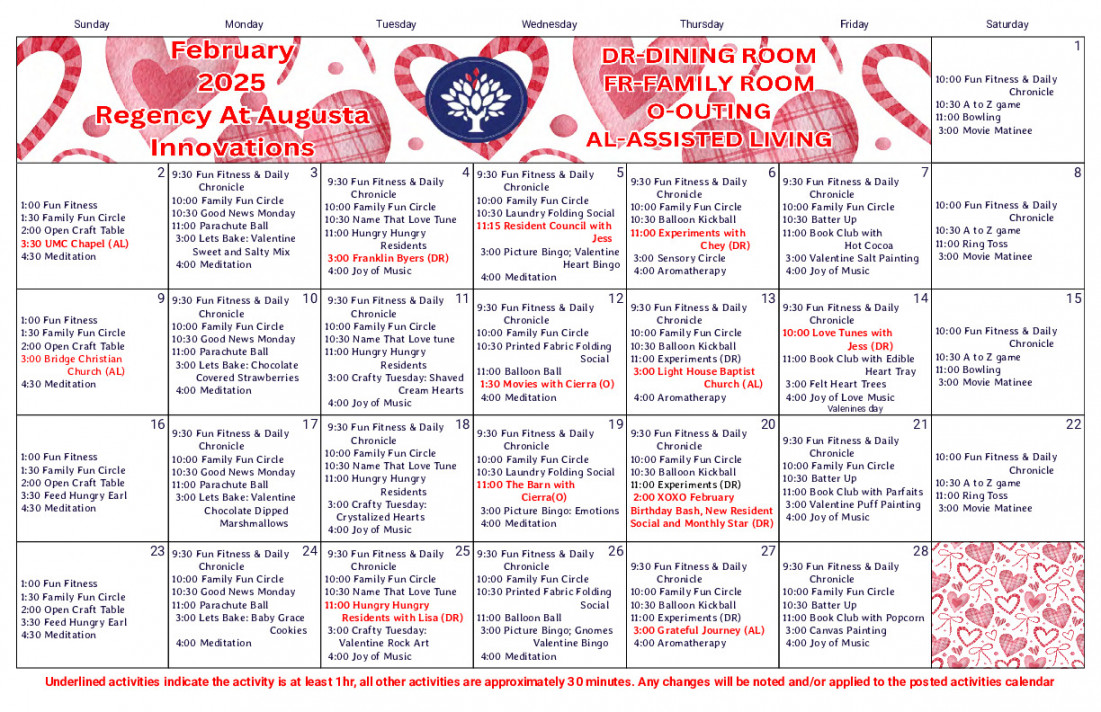 February  Calendar - Regency Senior Living