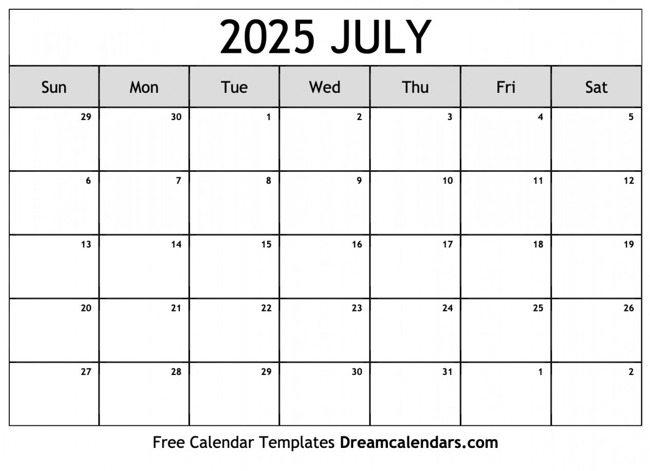 July  Calendar - Free Printable with Holidays and Observances