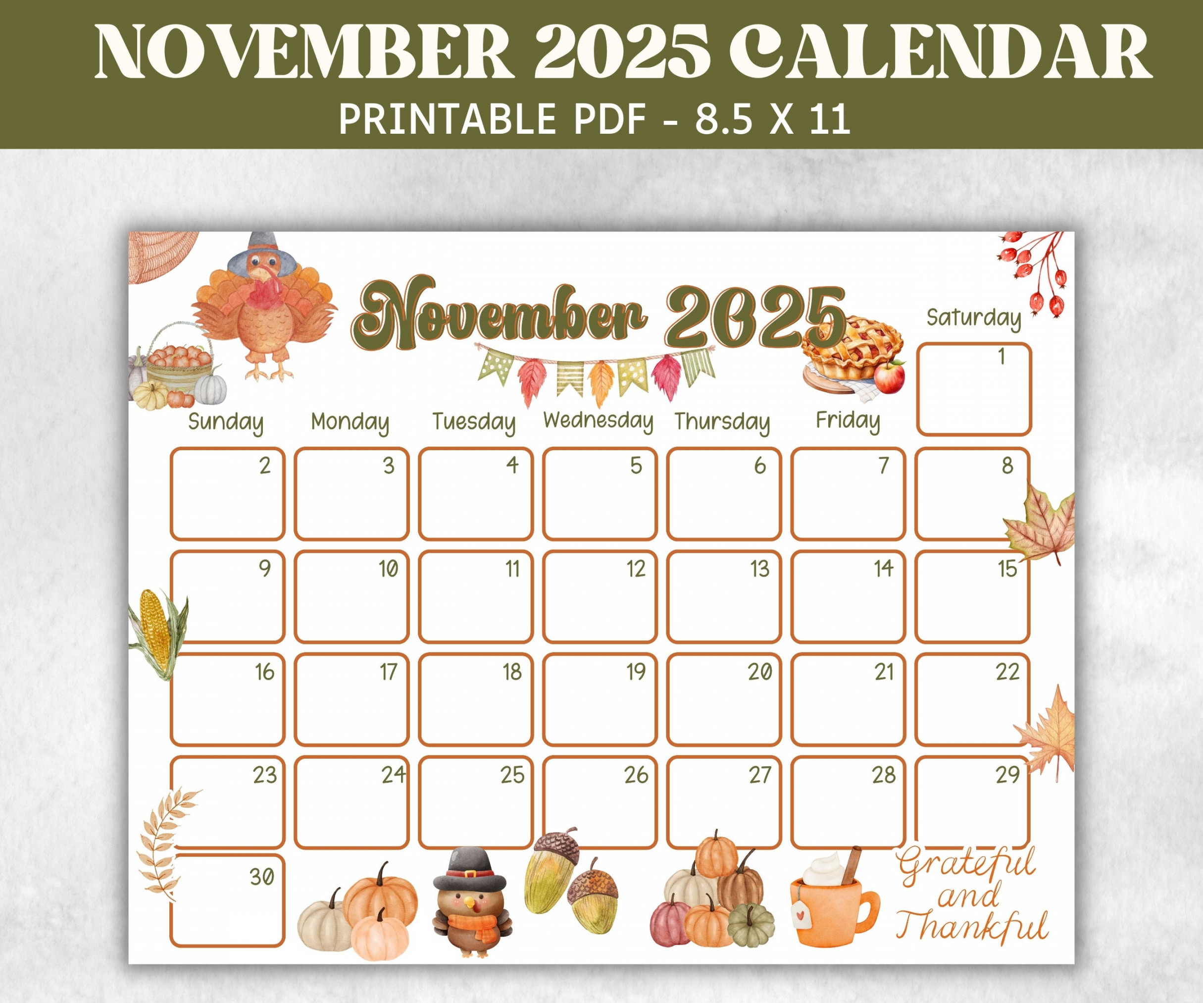 Kids November  Thanksgiving Calendar