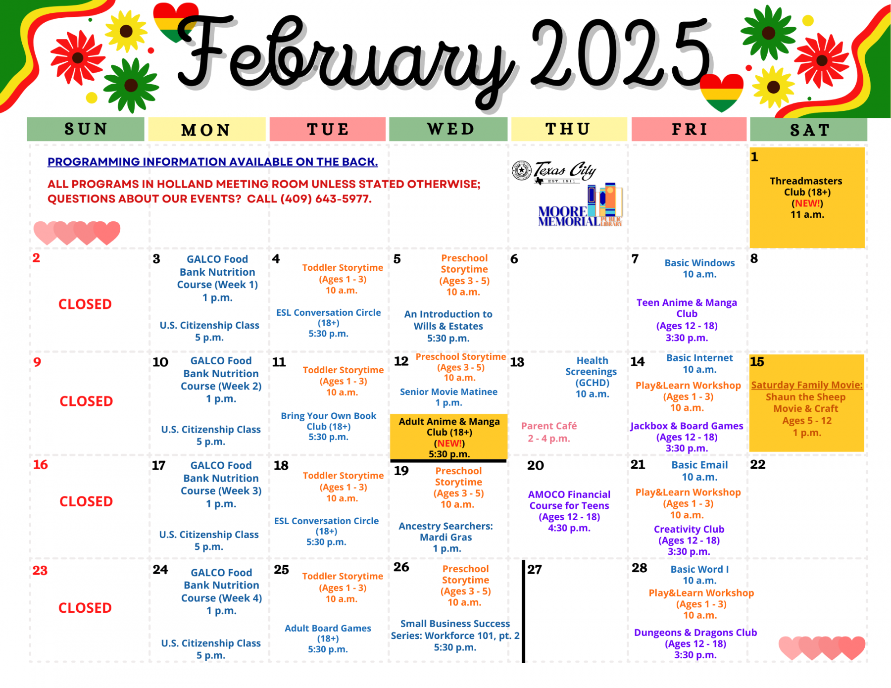 News Flash • February Library Calendar