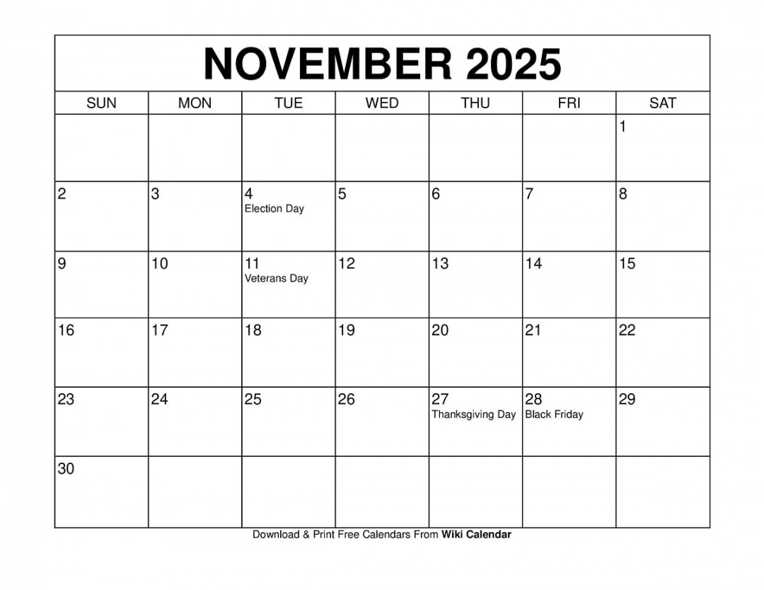 November  Calendar - Printable Templates & More