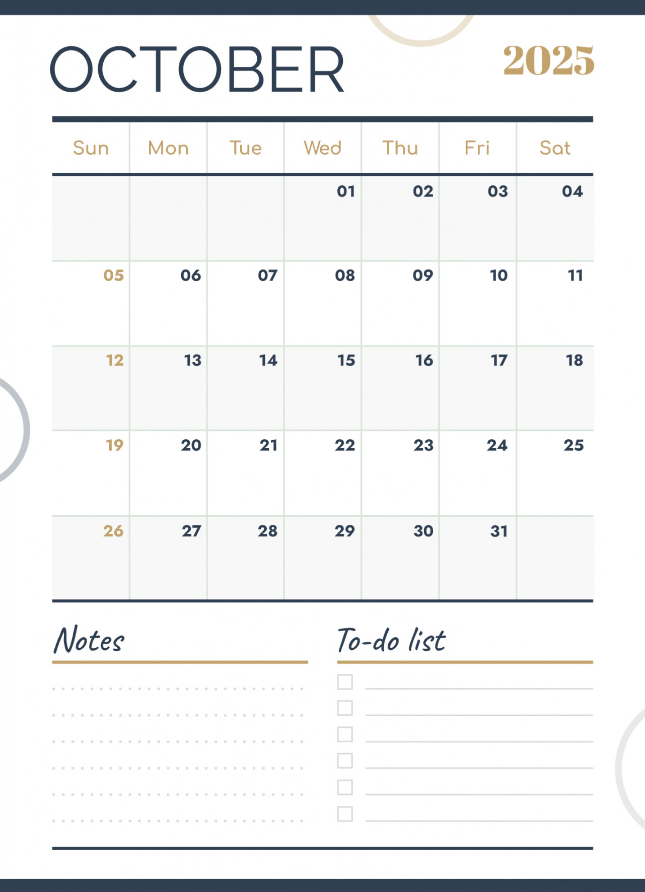 October  Calendar Free Google Docs Template - gdoc