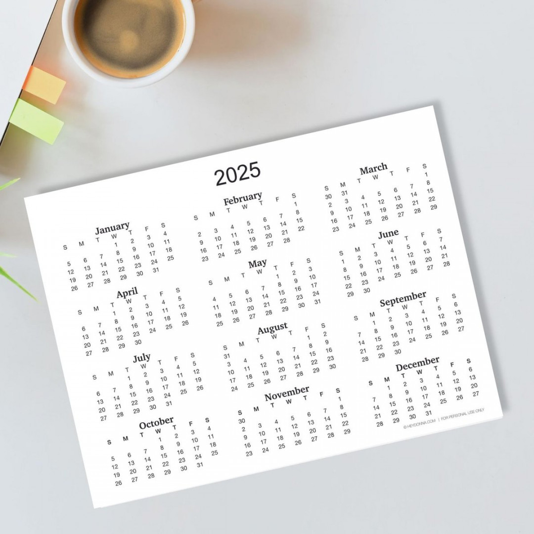 Printable  Calendar on One Page - Hey, Donna!