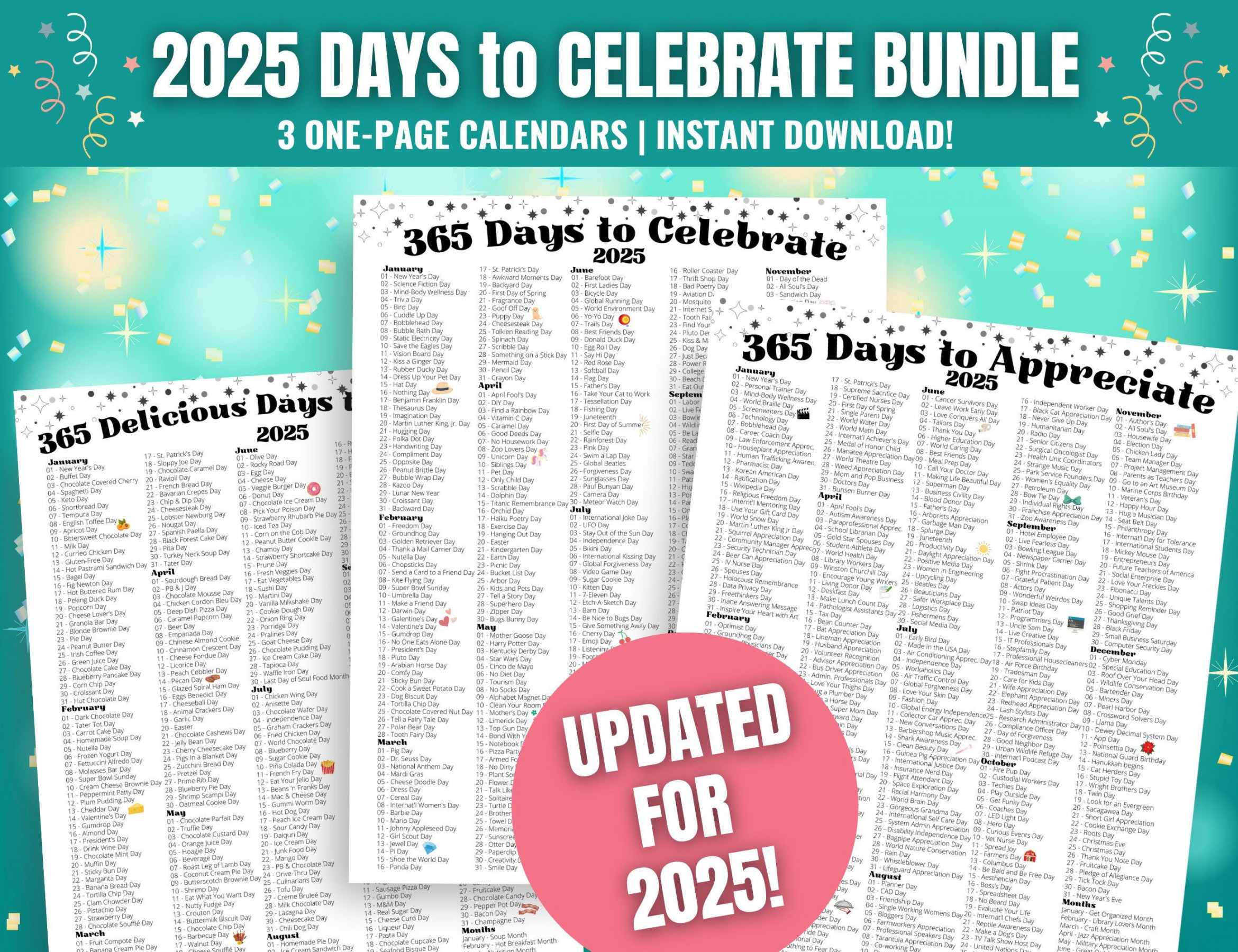 Days to Celebrate BUNDLE,  National Fun Days Calendar