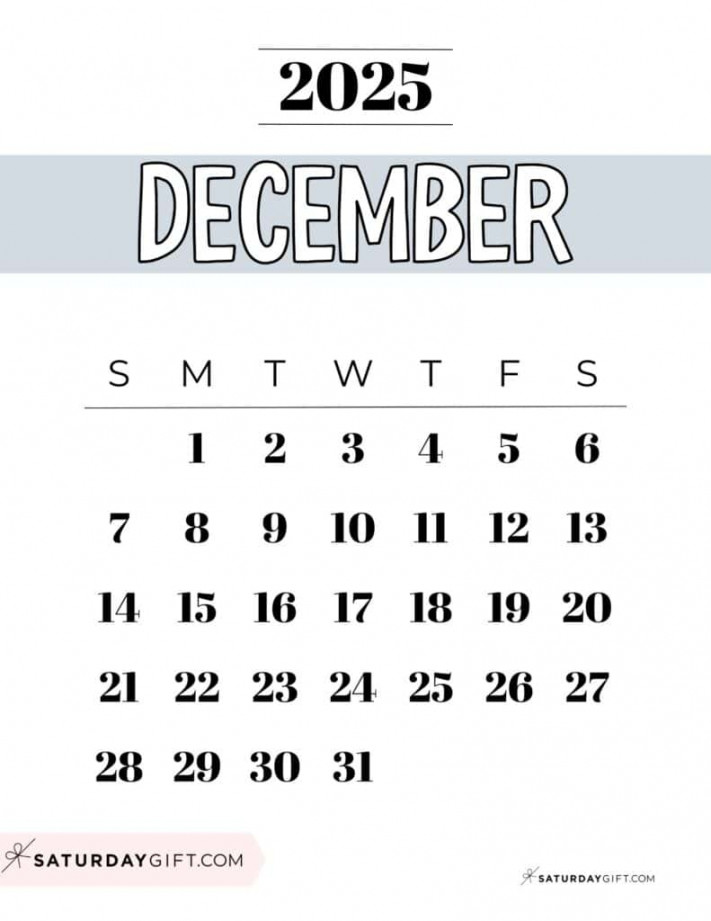 December  Calendar -  Cute & FREE Printables  SaturdayGift