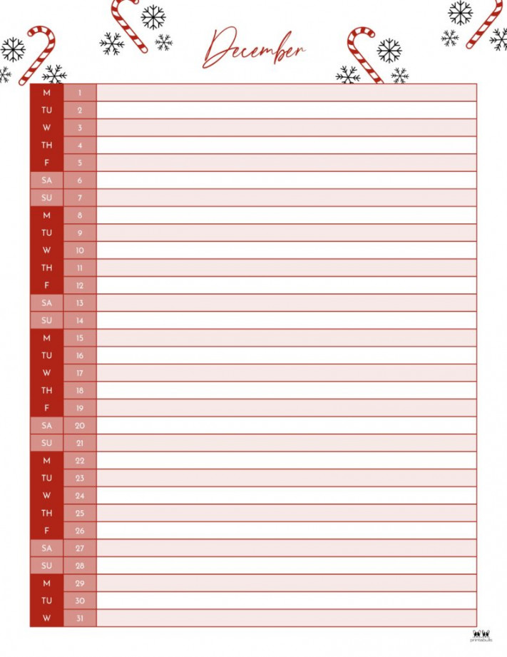 December  Calendars -  FREE Printables  Printabulls