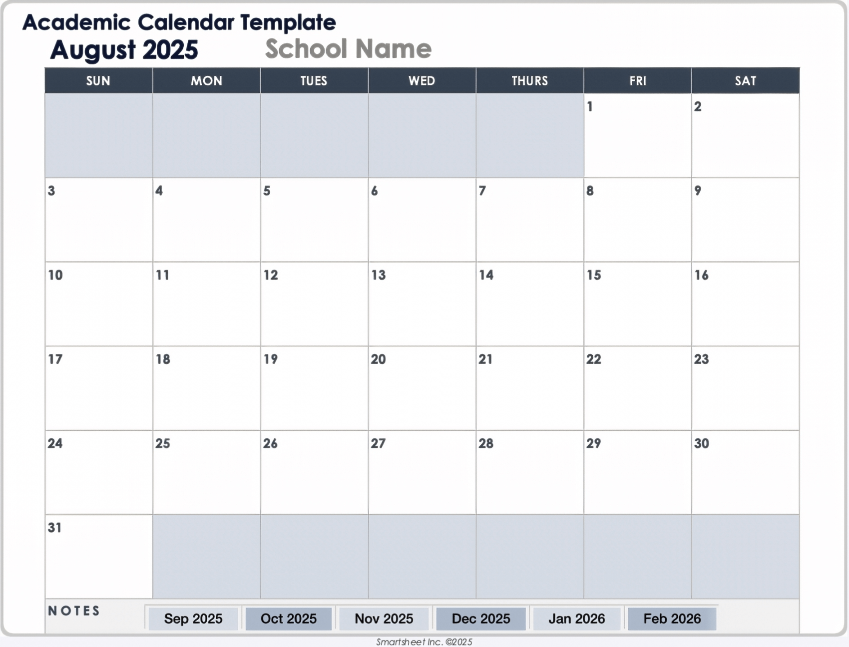 Free Calendar Templates - All Formats