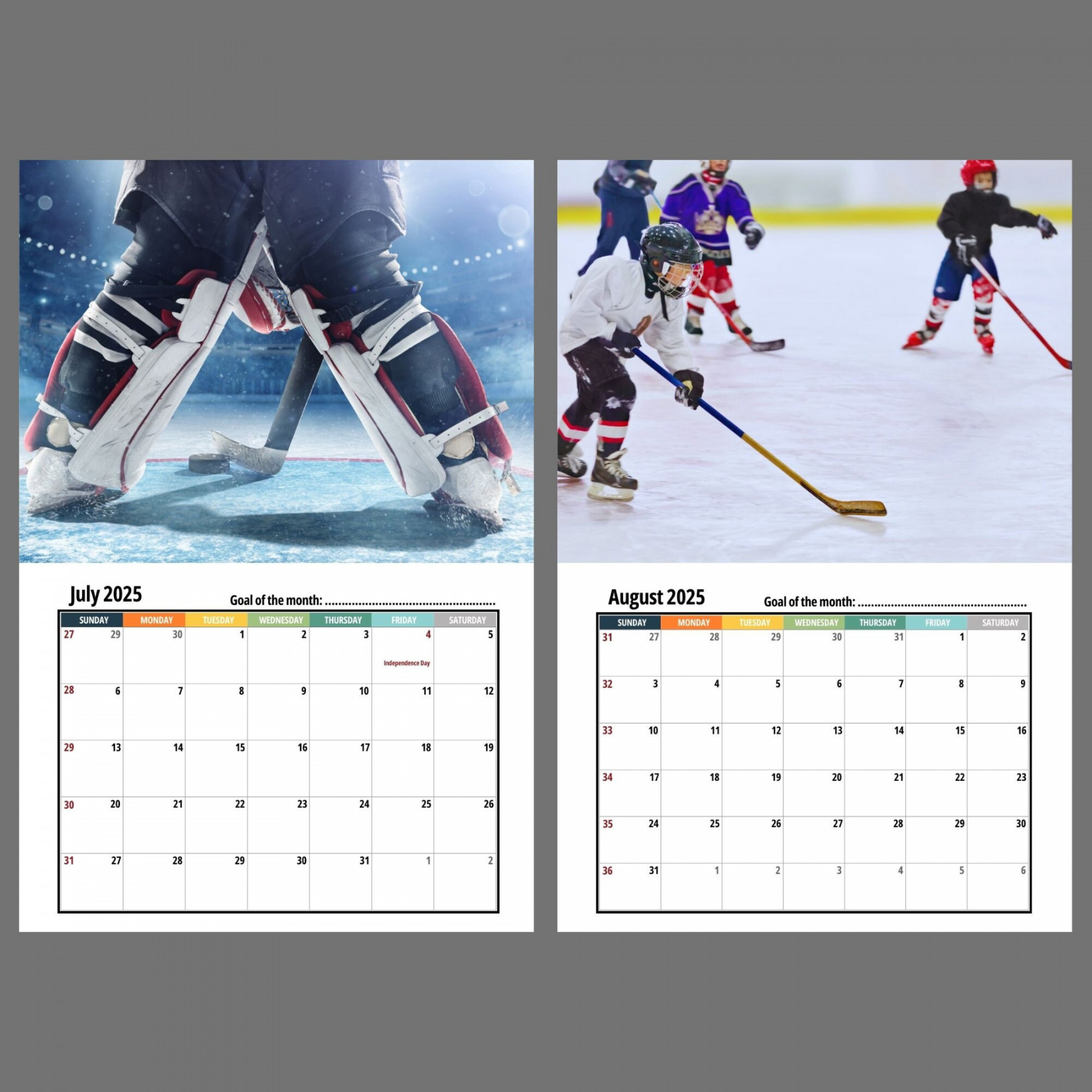 Ice Hockey Wall Calendar  - Etsy