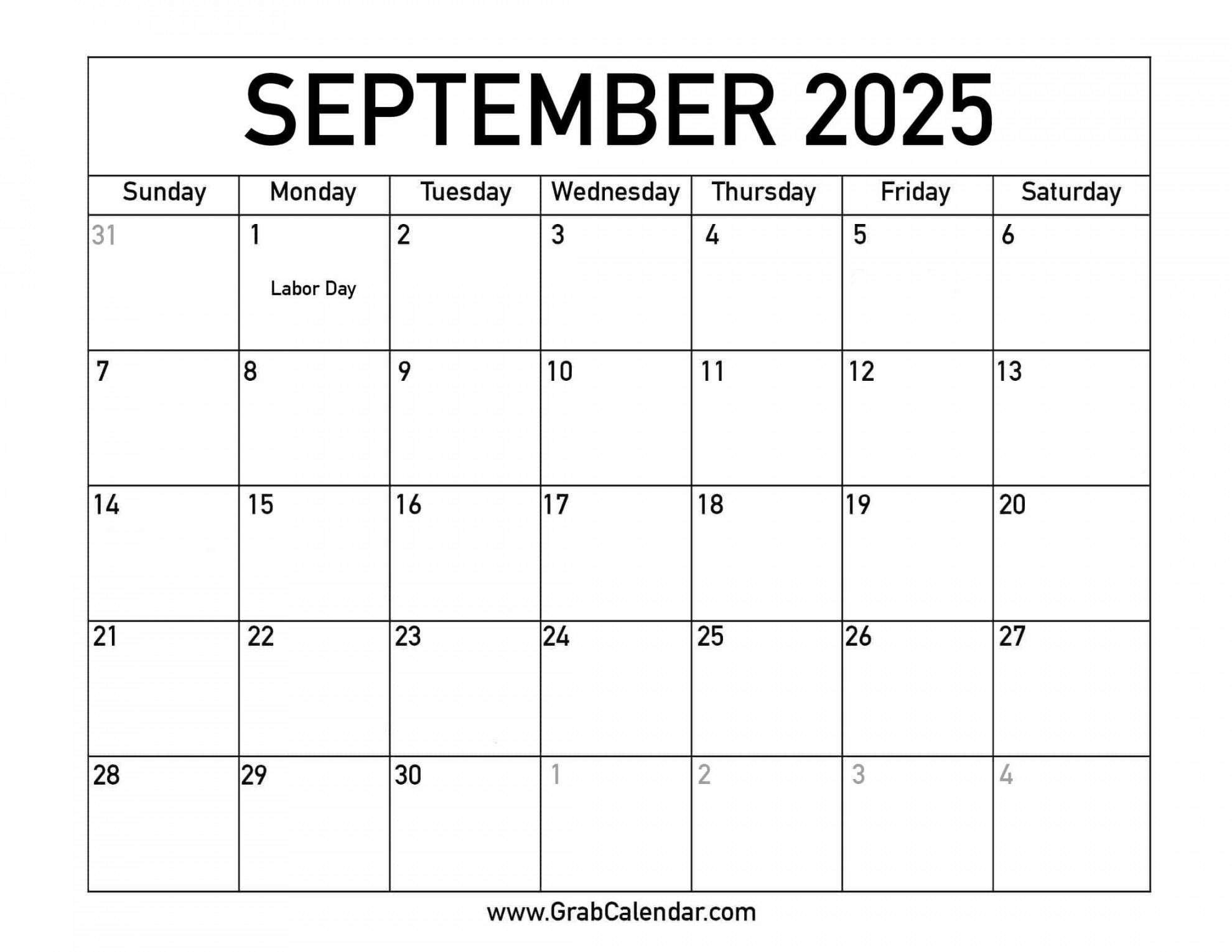 Printable September  Calendar