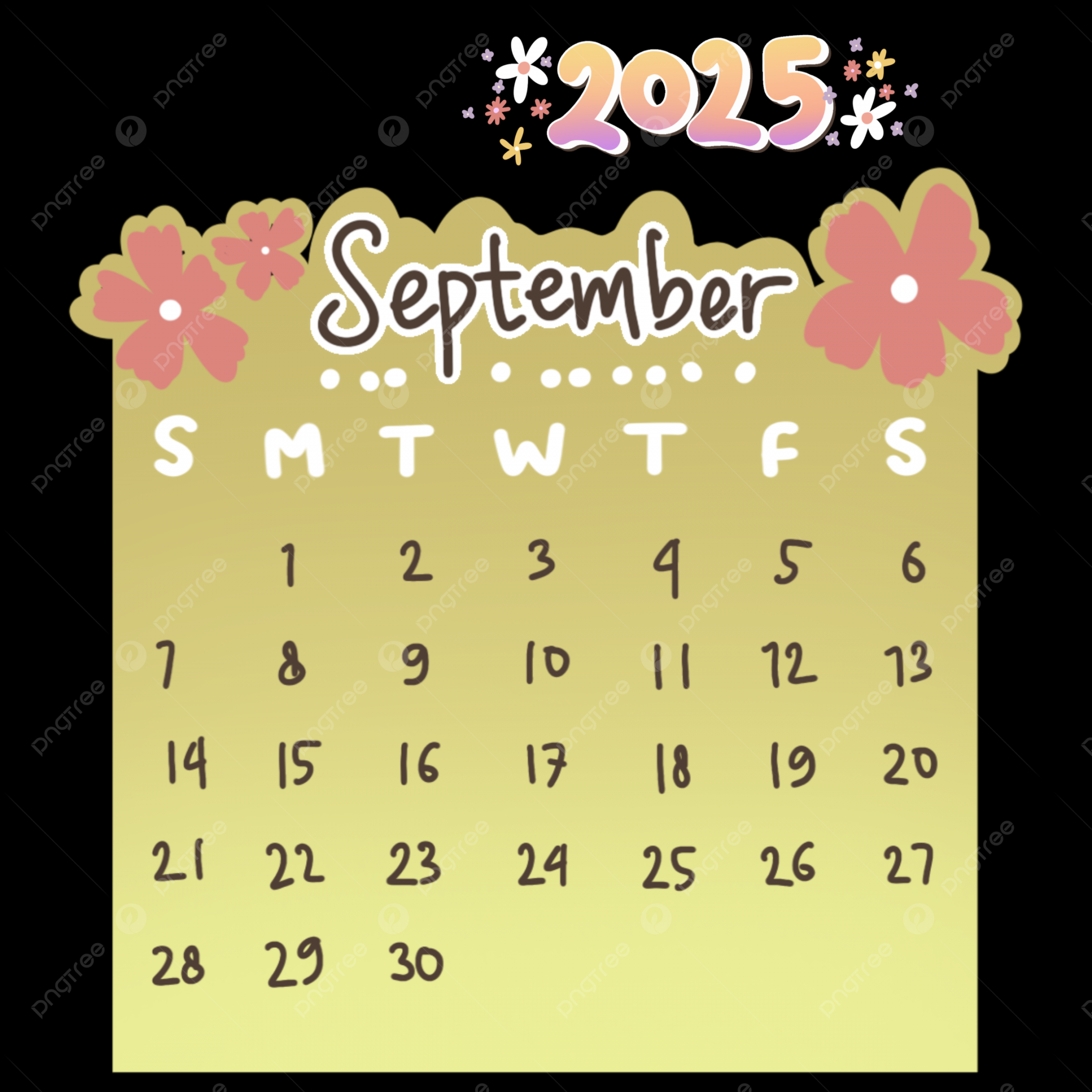 September Calendar Cute Monthly Hand Drawn Printable,