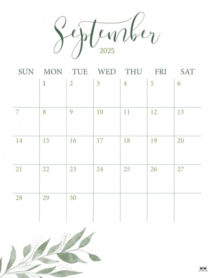 September  Calendars -  FREE Printables  Printabulls