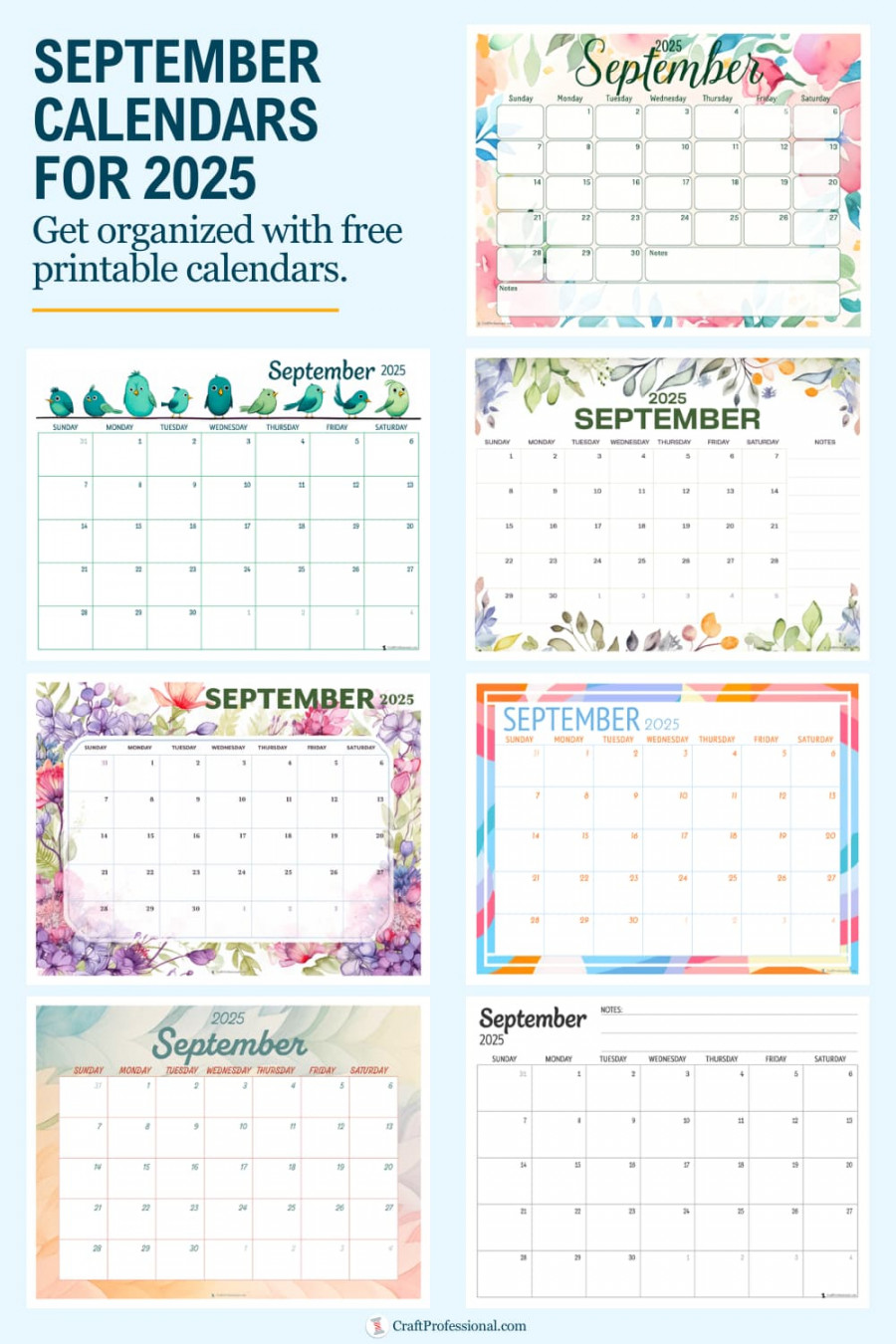 September Calendars - Get Organized With Free Printables for