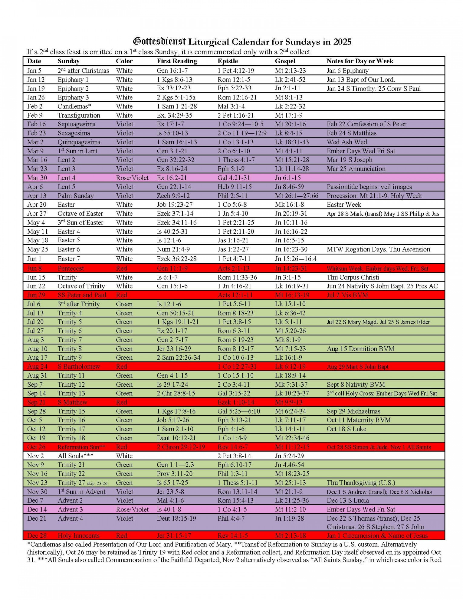 The  Liturgical Calendar is here — Gottesdienst