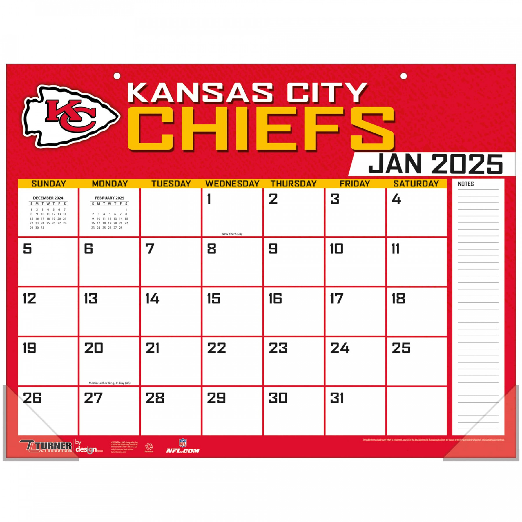 Turner Sports Kansas City Chiefs  x Desk Calendar