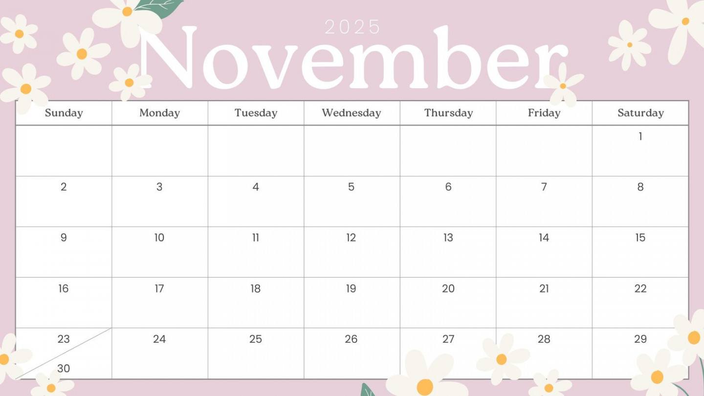 Free and printable November  calendar templates  Canva