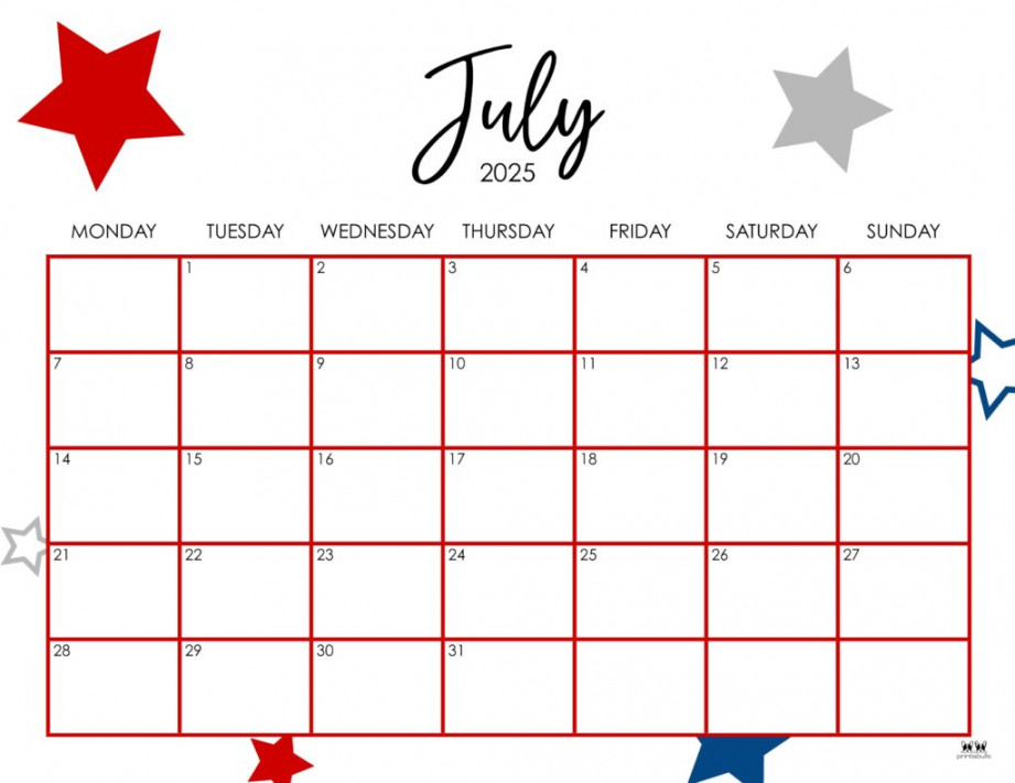 July Calendars - FREE Printables Printabulls July Calendars - FREE Printables Printabulls