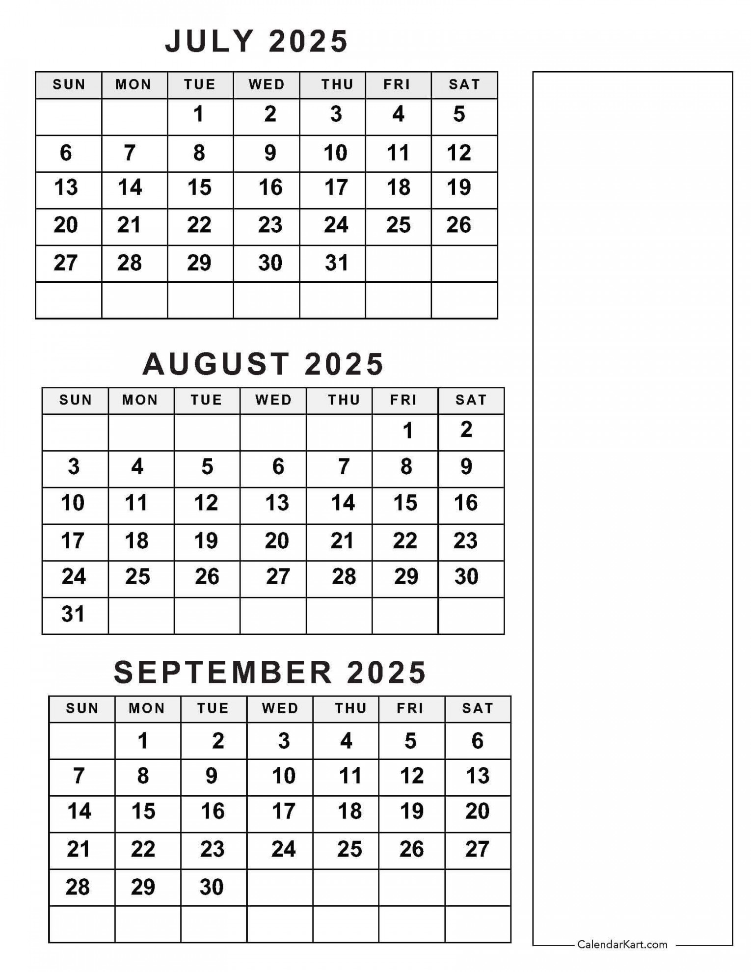 July to September Calendar (Q) - CalendarKart July to September Calendar (Q) - CalendarKart