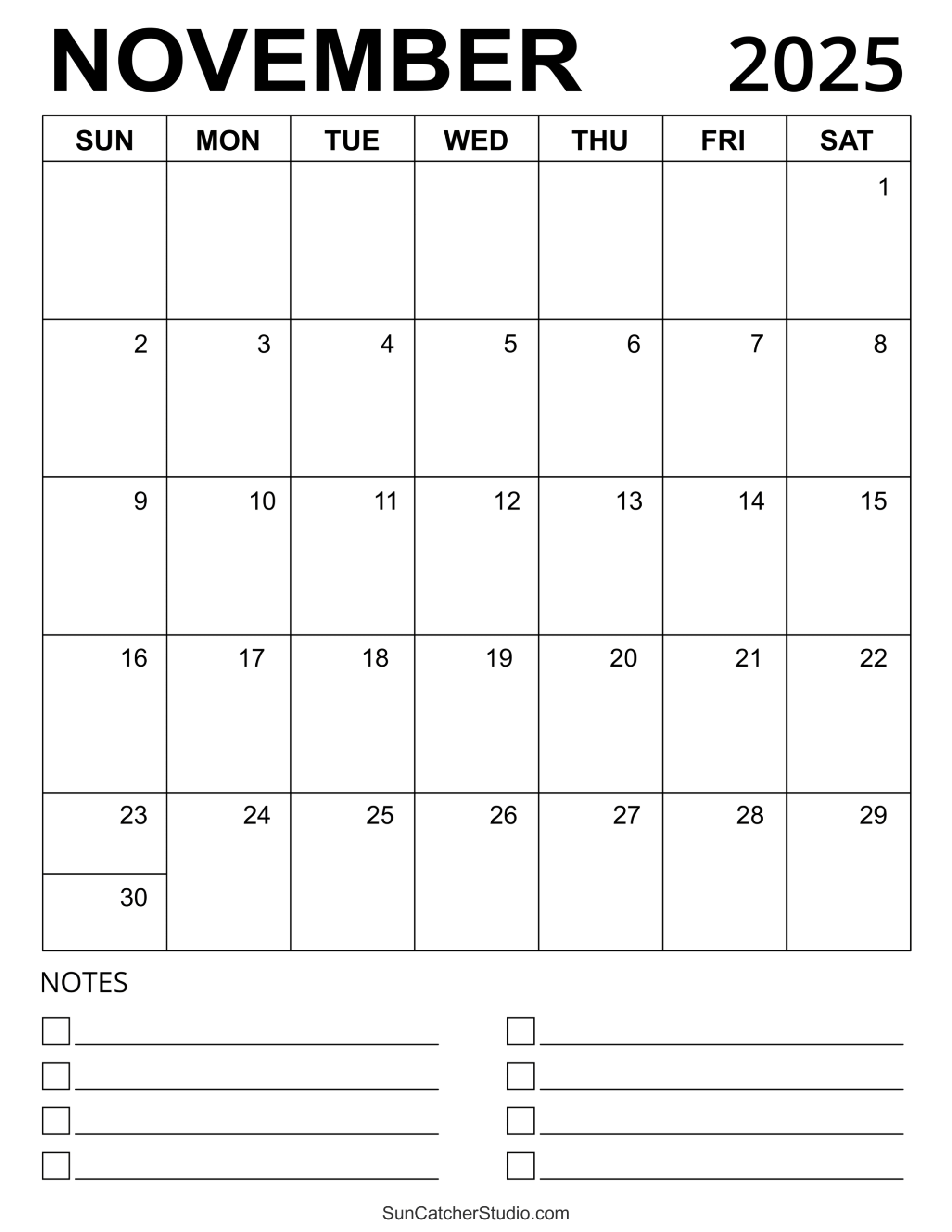 November Calendar (Free Printable) – Free Printables November Calendar (Free Printable) – Free Printables