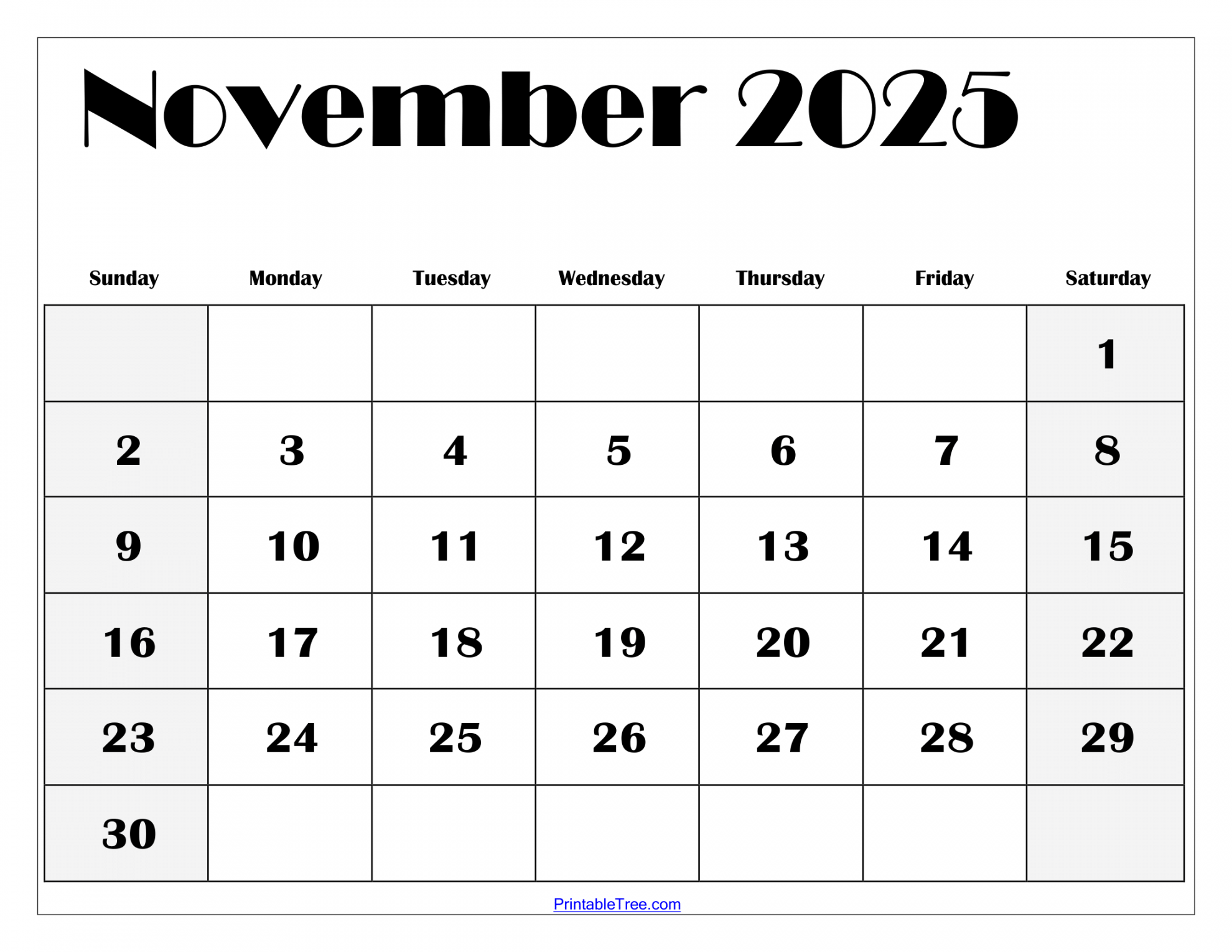November Calendar Printable PDF Template with Holidays November Calendar Printable PDF Template with Holidays