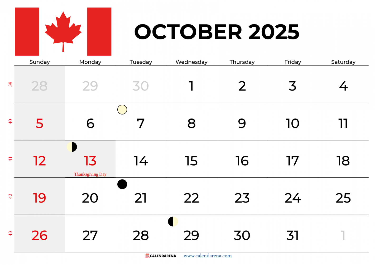 October Calendar Canada With Holidays October Calendar Canada With Holidays